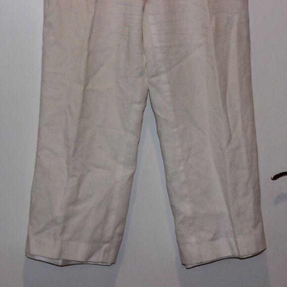 Sandro Vintage White Linen High Rise Straight Leg Trousers Pants Women's Size 12 - Picture 5 of 15